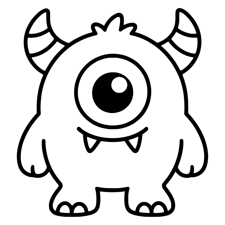 One Eyed Monster With Striped Horns And Hair Tuft — free fantasy-creature SVG cut file