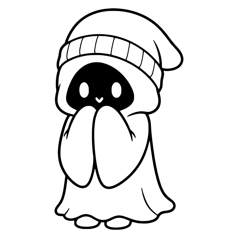 Shy Dark-Faced Beanie Reaper With Hands Up — free characters SVG cut file