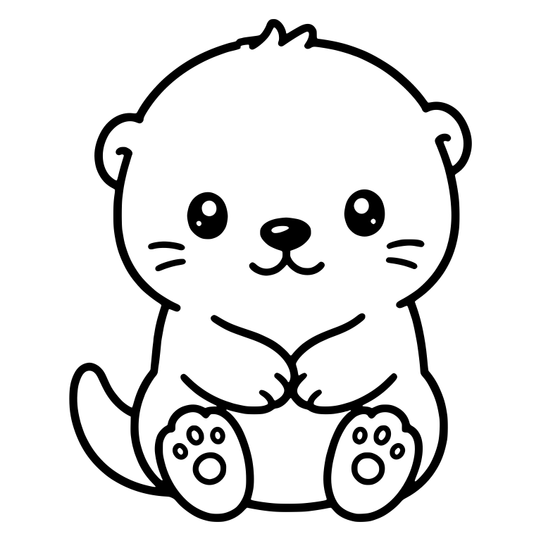 Sweet Sitting Otter With Paws Clasped — free animal SVG cut file