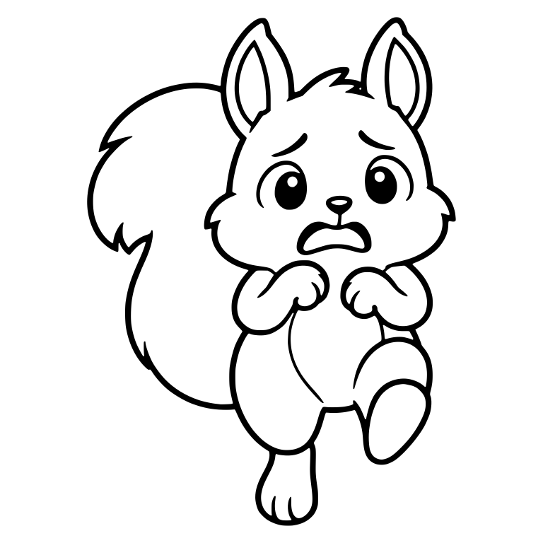 Anxious Squirrel Lifting One Foot, Paws Clasped at Chest — free animal SVG cut file