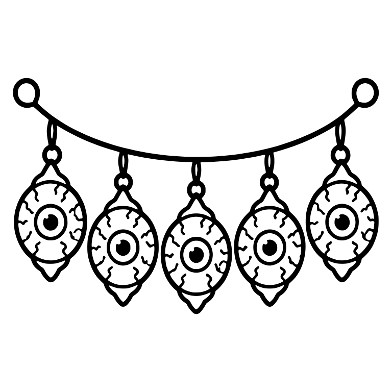 Eyeball Ornament Garland with Teardrop Baubles — free objects SVG cut file