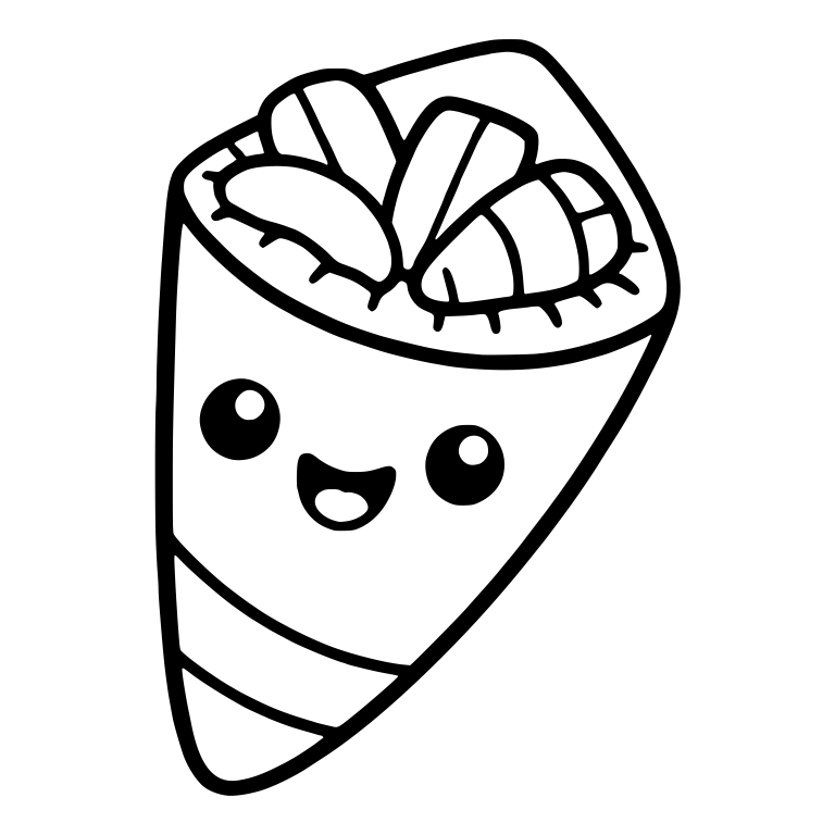Tilted Hand Roll With Fan of Sashimi Slices — free food SVG cut file