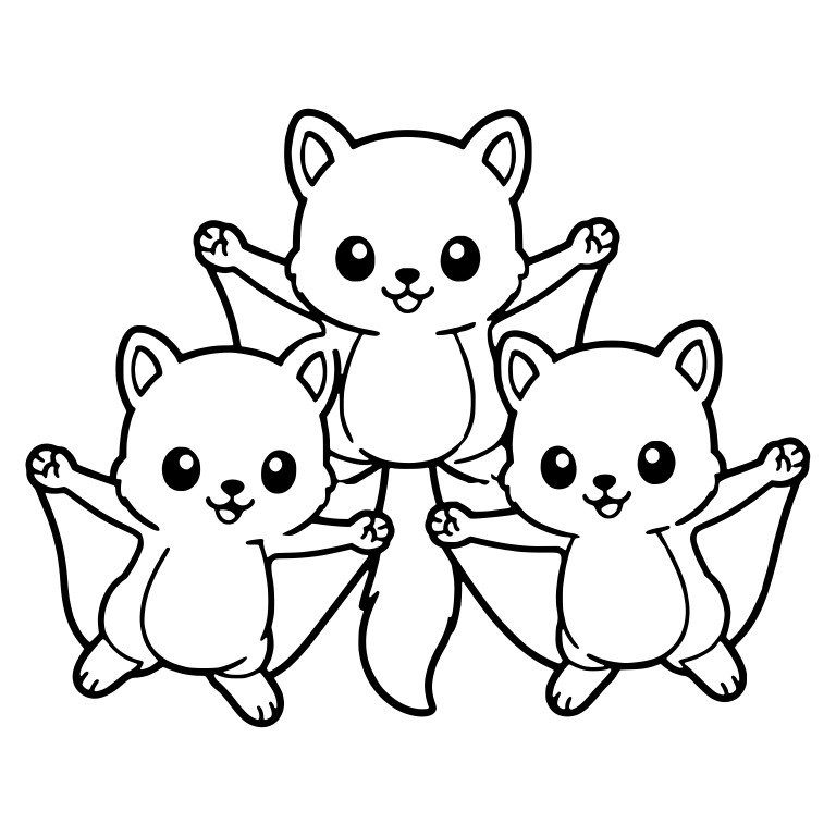 Three Flying Squirrels Gliding With Arms Spread — free animal SVG cut file