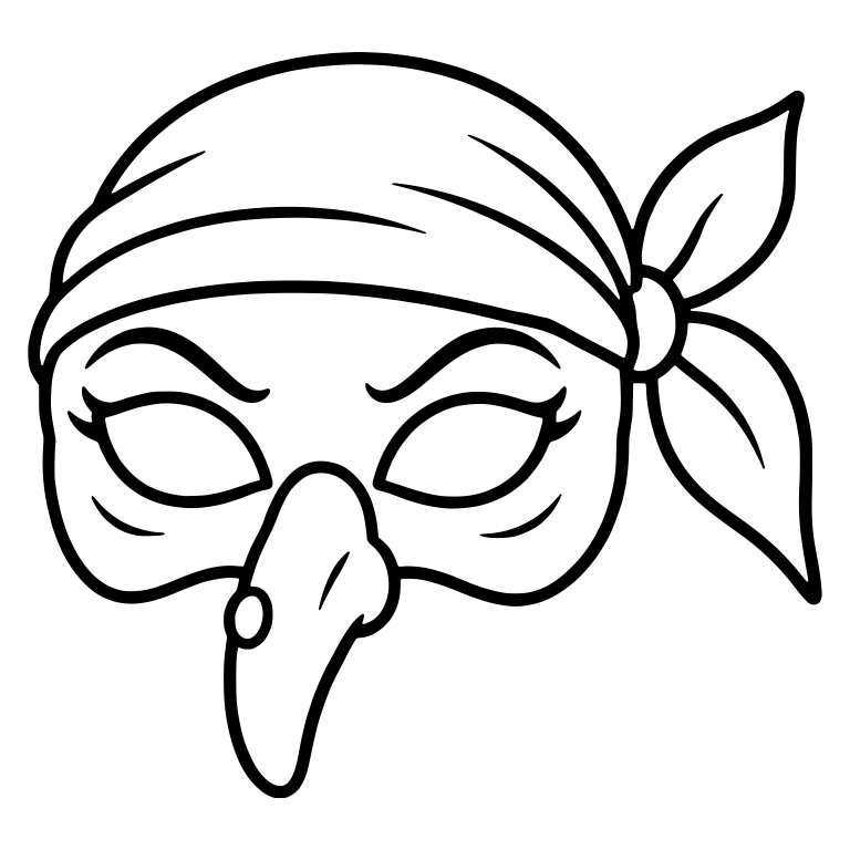 Long Nose Mask With Knotted Bandana Headscarf — free objects SVG cut file