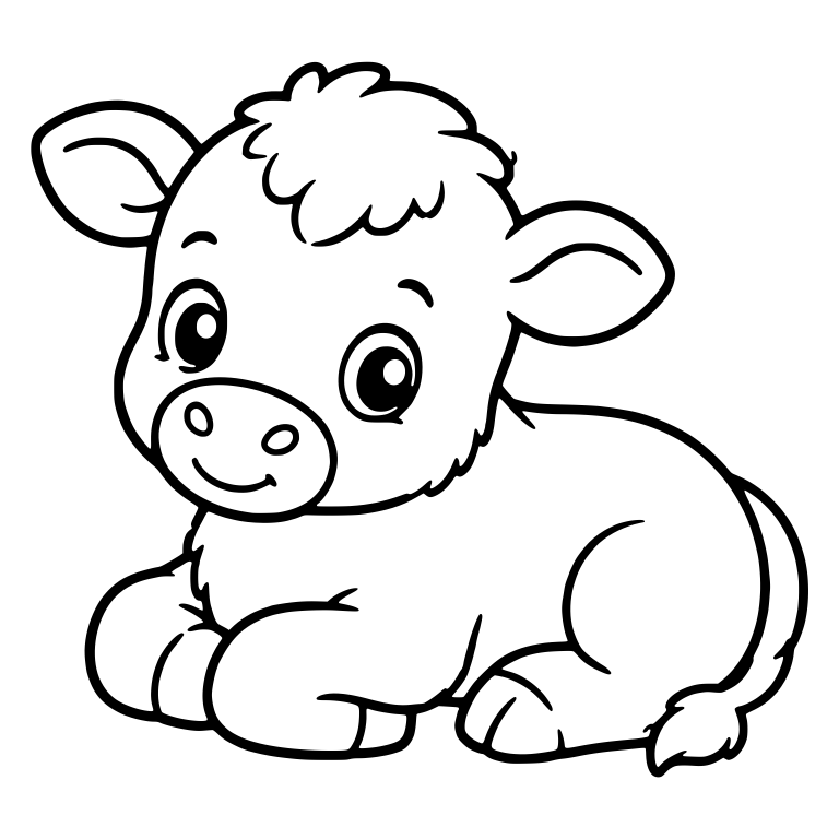 Lying Calf With Head Up and Fluffy Chest — free animal SVG cut file
