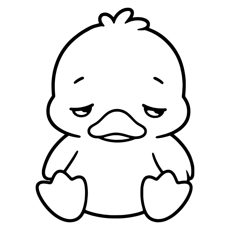Drowsy Duckling Sitting With Half-Closed Eyes — free animal SVG cut file