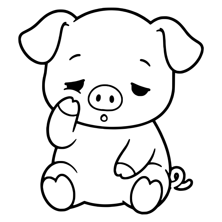 Yawning Piglet Sitting With Paw at Cheek — free animal SVG cut file