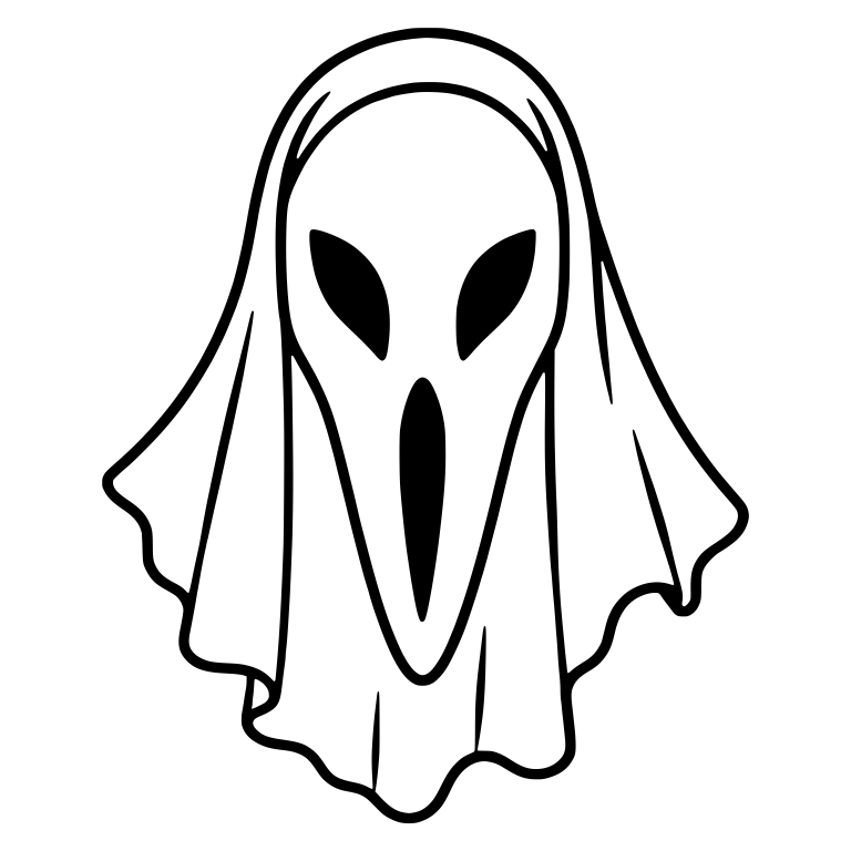 Long Faced Ghost With Slanted Eyes In Hooded Shroud — free fantasy-creature SVG cut file