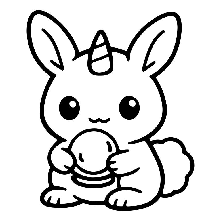 Unicorn Bunny Holding a Macaron With Fluffy Tail — free animal SVG cut file