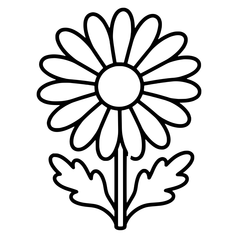 Daisy With Two Lobed Leaves On Straight Stem — free floral SVG cut file