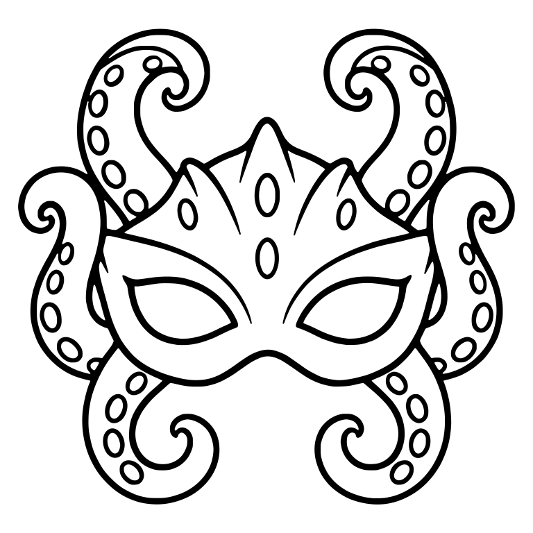 Masquerade Mask Framed by Curling Tentacles — free objects SVG cut file