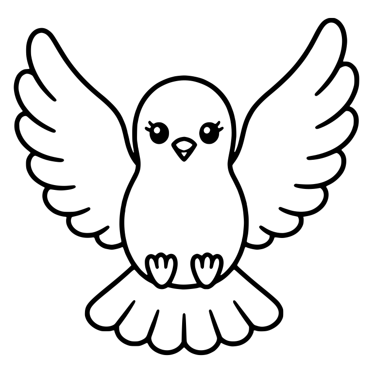 Front-Facing Dove With Wide Open Wings and Fan Tail — free animal SVG cut file