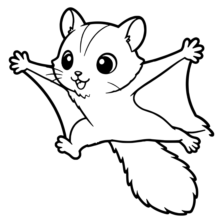 Flying Squirrel Soaring Diagonally with Big Fluffy Tail — free animal SVG cut file