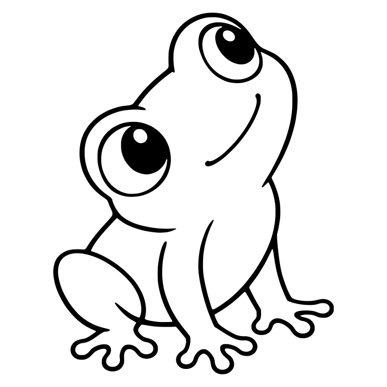 Smiling Chibi Frog Tilting Head Back to Look Up — free animal SVG cut file