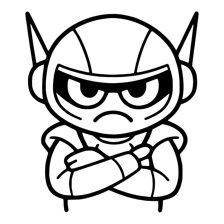 Grumpy Alien In Visor Helmet With Crossed Arms — free fantasy-creature SVG cut file