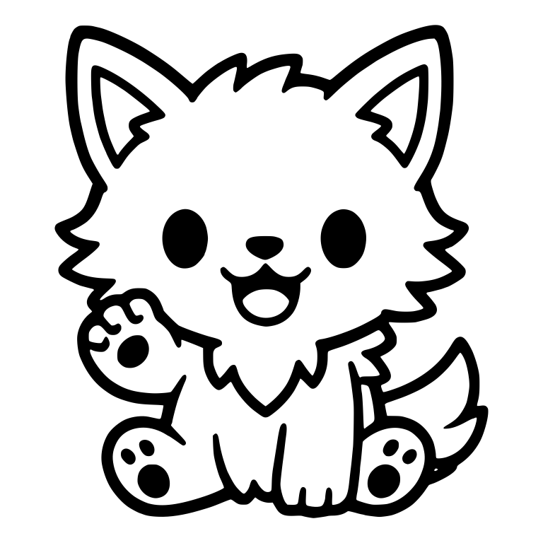 Waving Wolf Pup With Open Mouth Smile — free animal SVG cut file