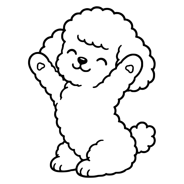 Toy Poodle Puppy Stretching Both Arms Up Eyes Closed — free animal SVG cut file
