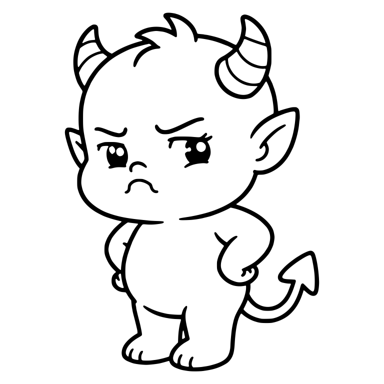 Grumpy Baby Devil Standing With Hands on Hips — free fantasy-creature SVG cut file