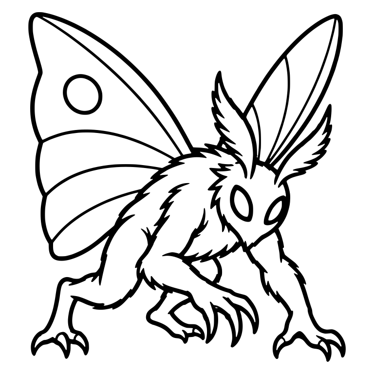 Crouching Mothman With Raised Wings and Claws — free fantasy-creature SVG cut file