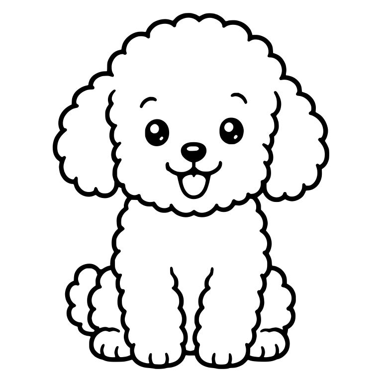 Happy Sitting Toy Poodle Puppy With Open Smile — free animal SVG cut file