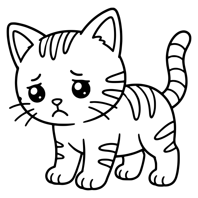 Sad Tabby Kitten Walking With Tail Raised — free animal SVG cut file