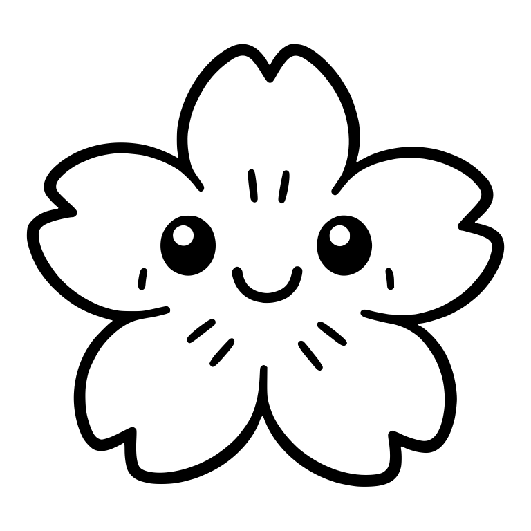 Smiling Cherry Blossom With Petal Lines — free floral SVG cut file