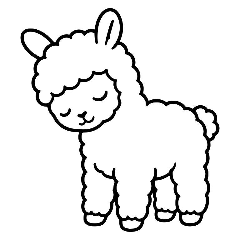 Sleepy Standing Llama Cria With Fluffy Wool Coat — free animal SVG cut file