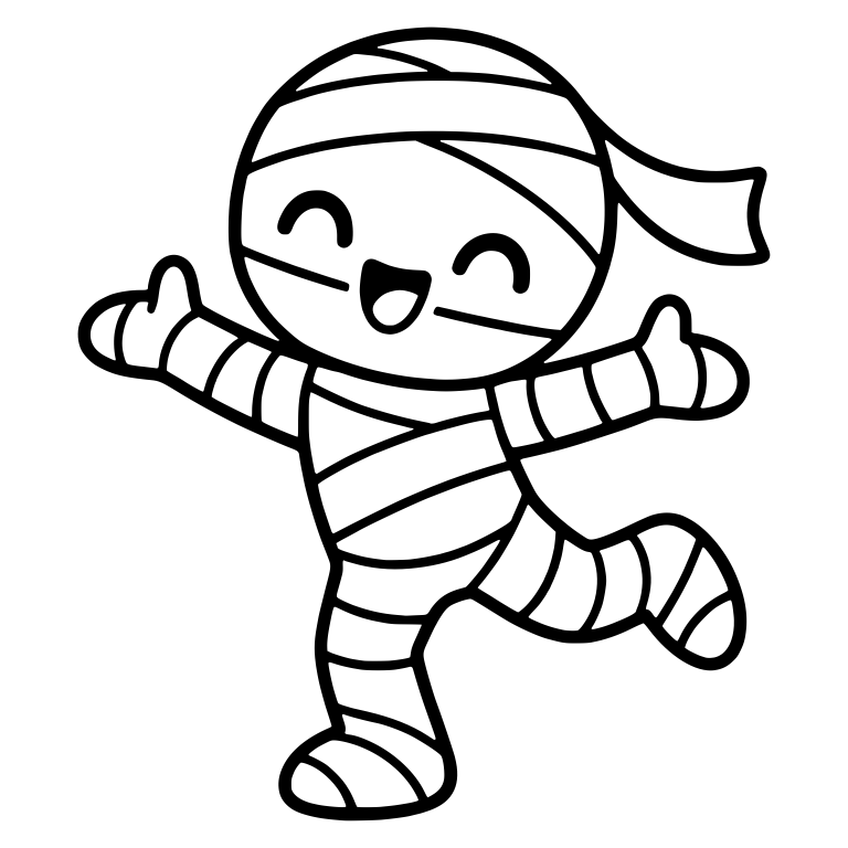 Joyful Mummy With Arms Open and Leg Kicked Back — free fantasy-creature SVG cut file