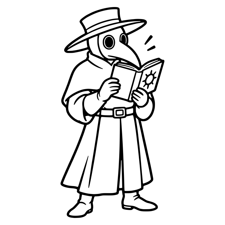 Plague Doctor Holding Small Sun Book Close — free characters SVG cut file