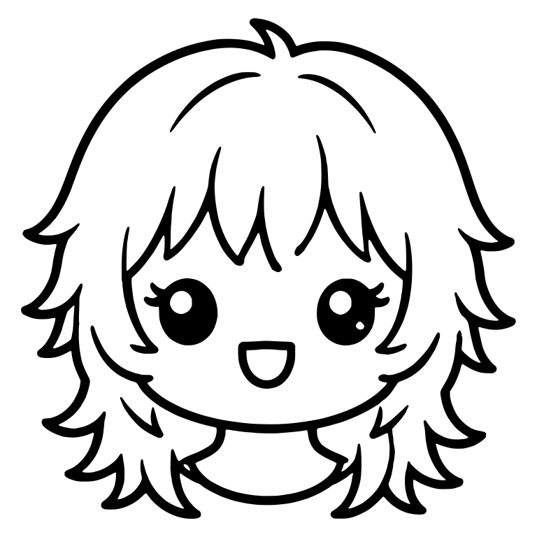 Shag Cut Girl With Cowlick And Open Smile — free characters SVG cut file