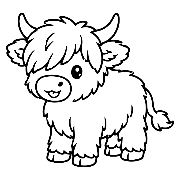 Happy Highland Calf Standing With Tongue Out — free animal SVG cut file