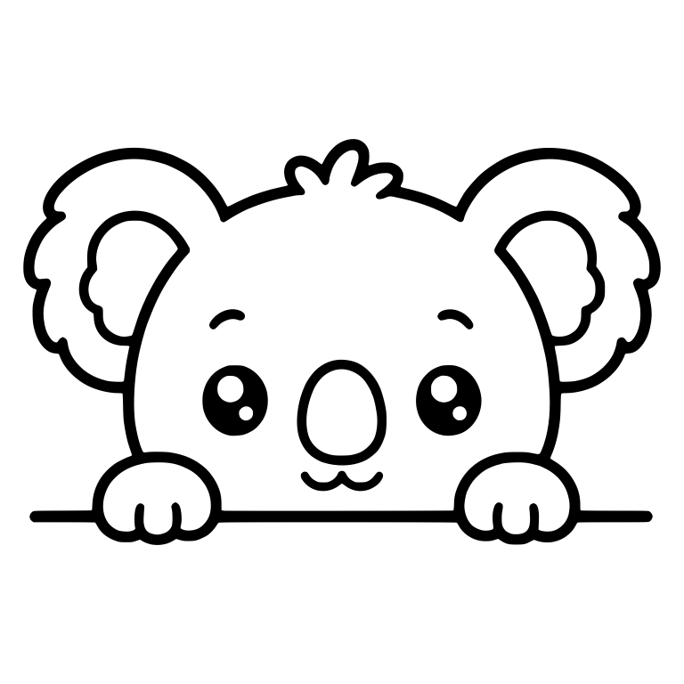 Wide-Eyed Koala Peeking Over A Line With Paws — free animal SVG cut file