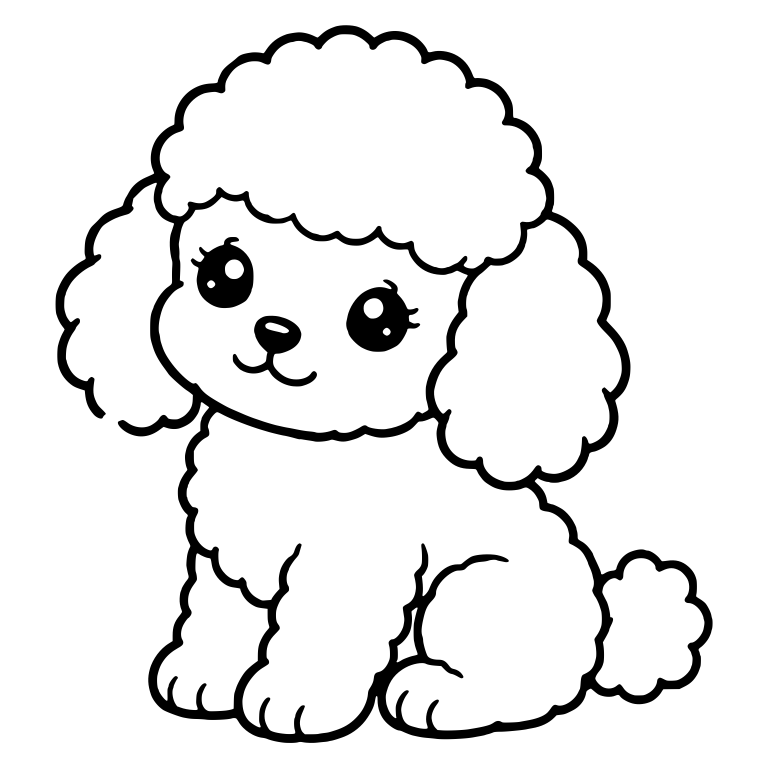 Toy Poodle Puppy Sitting With Eyelashes and Gentle Smile — free animal SVG cut file