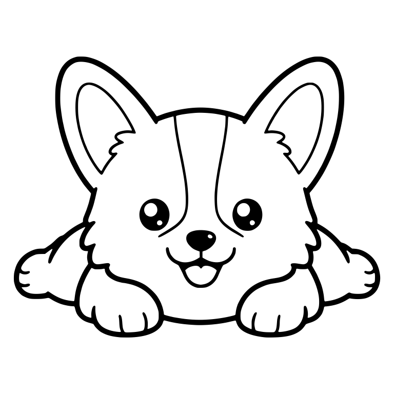 Splooting Corgi Puppy Front View With Feet Out to Sides — free animal SVG cut file