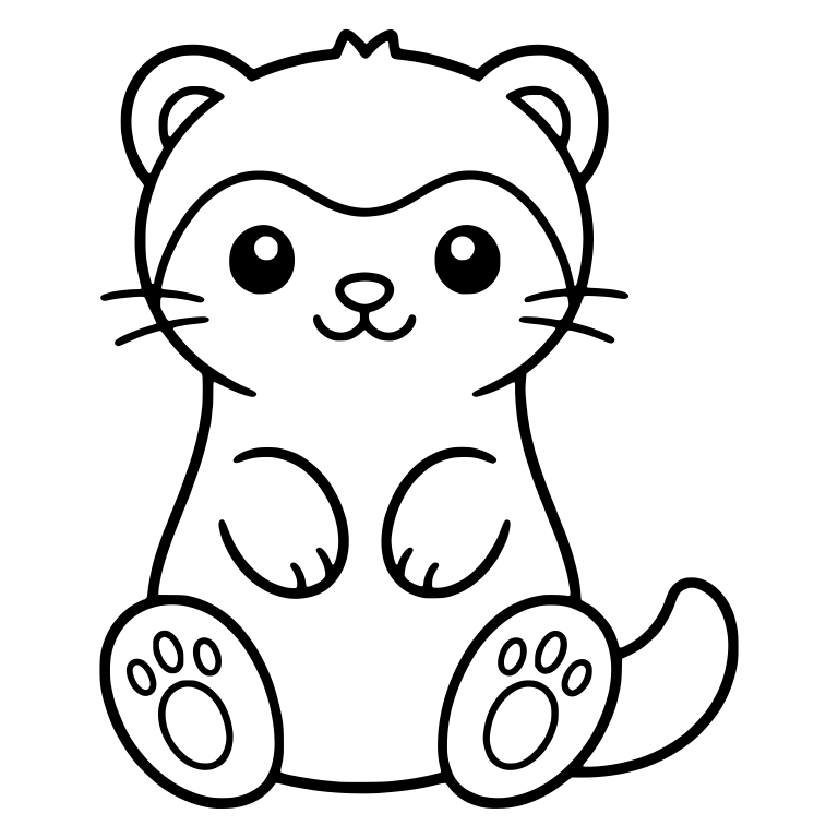 Sitting Ferret with Paw Pad Feet and Hands on Belly — free animal SVG cut file