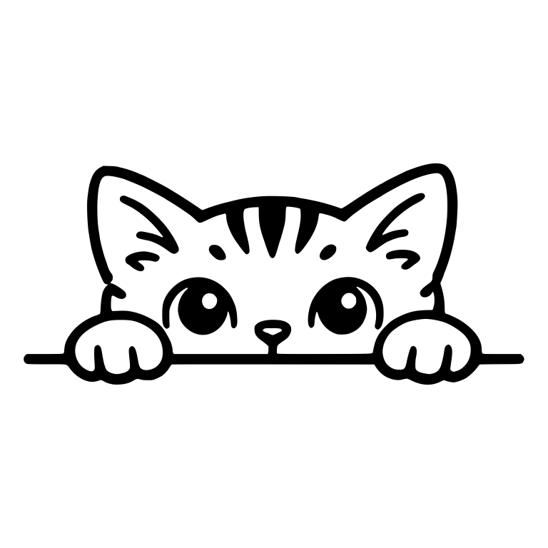 Tabby Kitten Peeking Over Ledge With Forehead Stripes — free animal SVG cut file