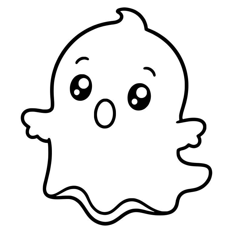 Surprised Ghost With Head Tuft, Tiny Arms and Double Hem — free fantasy-creature SVG cut file