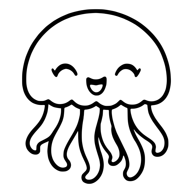 Happy Jellyfish With Closed Smiling Eyes — free animal SVG cut file