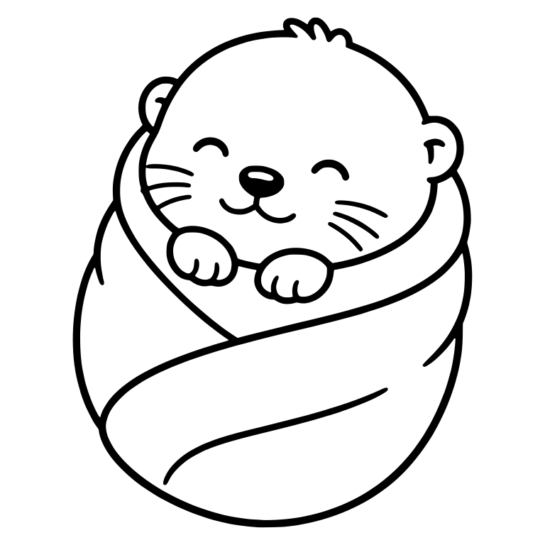 Swaddled Otter Smiling in a Blanket — free animal SVG cut file