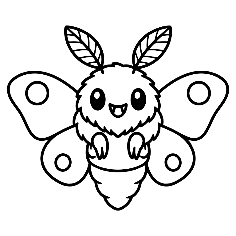 Fluffy Moth with Leaf Antennae and Spotted Wings — free insect SVG cut file