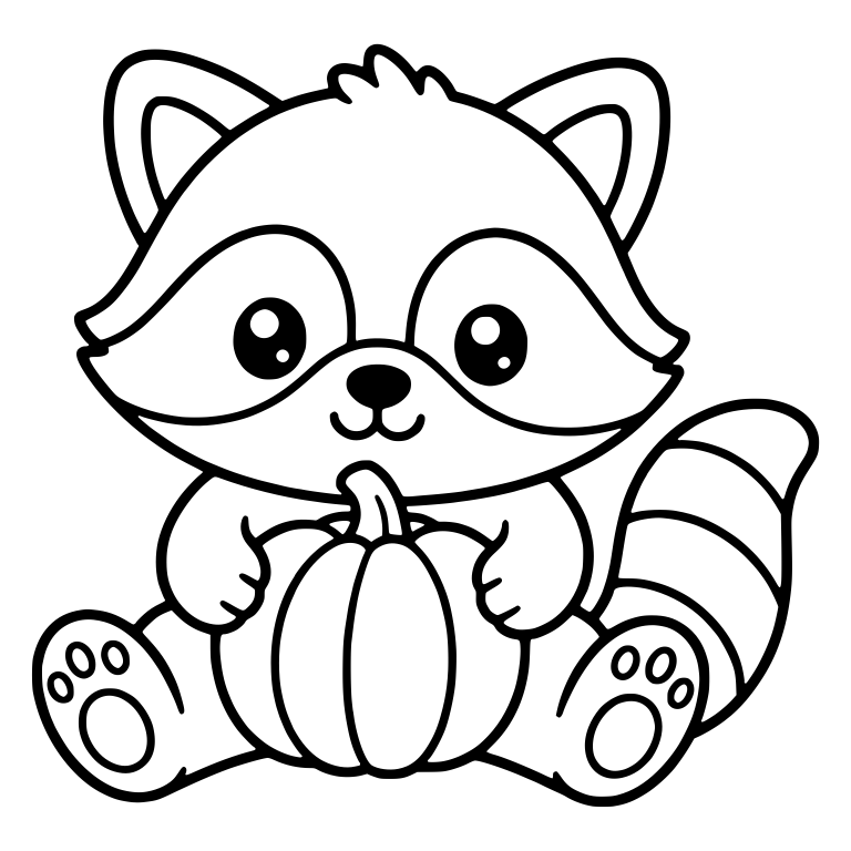 Raccoon Sitting Behind a Round Pumpkin — free animal SVG cut file