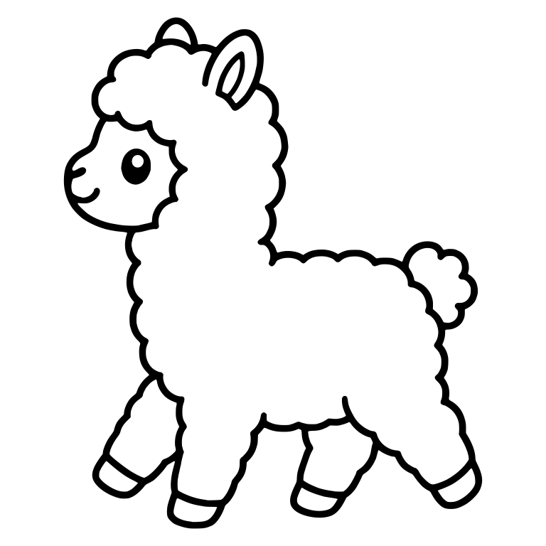Kawaii Alpaca Walking Left with Small Pom Tail — free animal SVG cut file