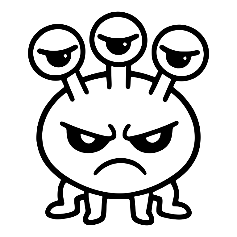 Grumpy Alien With Three Eye Stalks Standing On Four Legs — free fantasy-creature SVG cut file