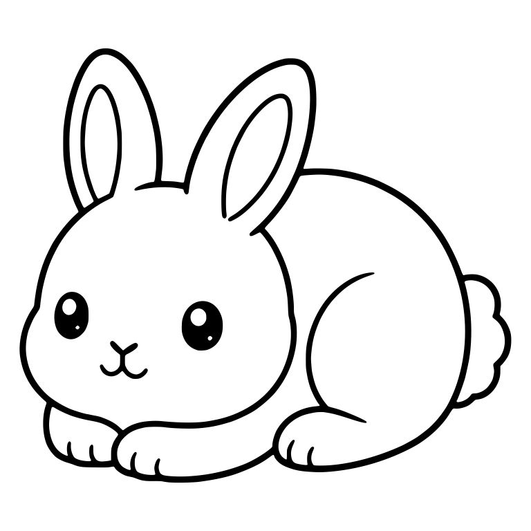 Kawaii Bunny Lying Down With Paws Forward — free animal SVG cut file