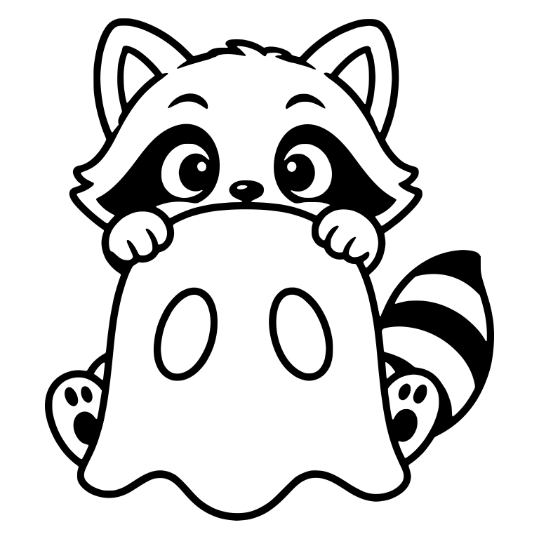 Raccoon Peeking Over Top of Ghost Sheet — free animal SVG cut file