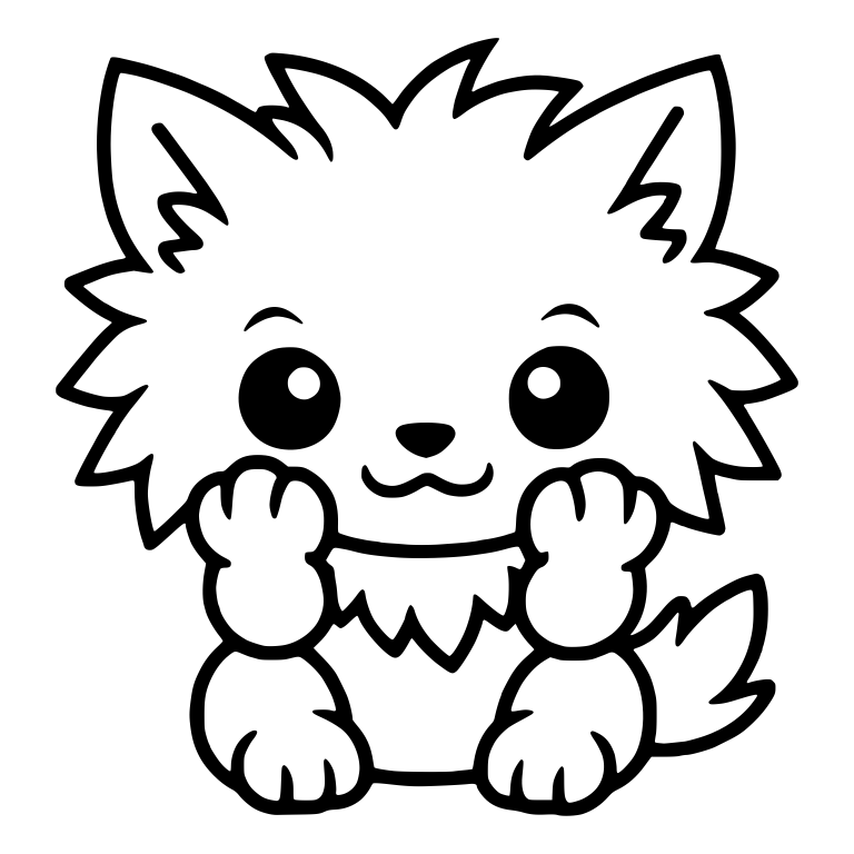 Wide-Eyed Wolf Pup With Paws Up by Its Cheeks — free animal SVG cut file