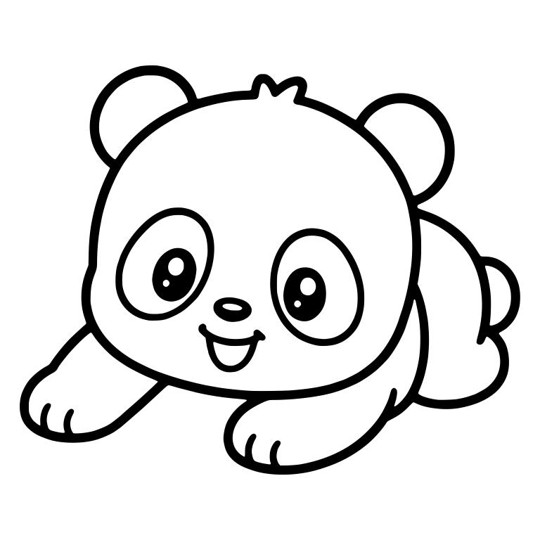 Panda Cub Lying Low on Belly with Open Smile — free animal SVG cut file