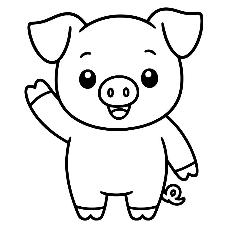 Standing Piglet Waving with One Hoof Raised — free animal SVG cut file