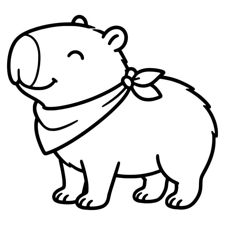 Smiling Capybara Walking in a Neck Bandana — free animal SVG cut file