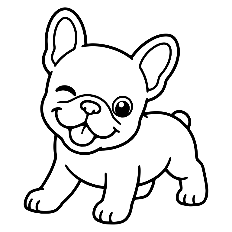 Winking French Bulldog Walking With Tongue Out — free animal SVG cut file